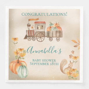 Servilleta De Papel De Cena Dulce Aquarela de Otoño para Baby Shower de Tren