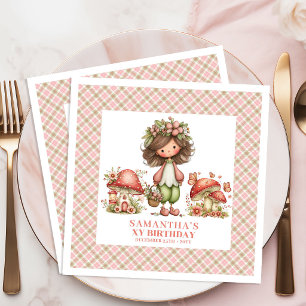 Servilleta De Papel De Cena Dulce Cumpleaños con Fantasía de Hada Rosa