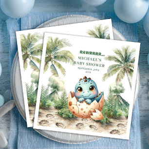 Servilleta De Papel De Cena Dulce Cumpleaños de Bebé Dino Eclosionando Pronto