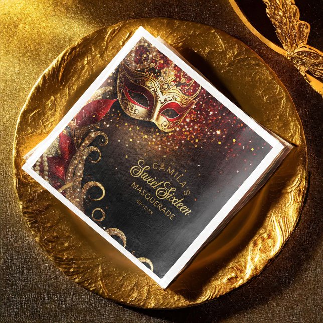 Servilleta De Papel De Cena Dulce de Masquerade 16 Red Gold ID1032 (Subido por el creador)