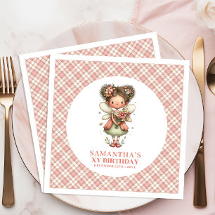 Servilleta De Papel De Cena Dulce Hada Mágica Cumpleaños Floral Rosa 3er Cumpl