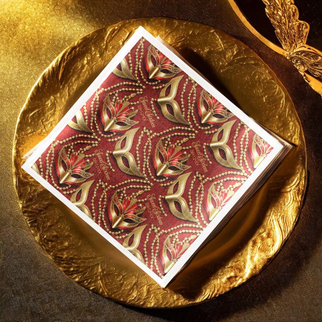 Servilleta De Papel De Cena Dulce Masquerade Dieciséis Máscaras de perlas rojo (Subido por el creador)