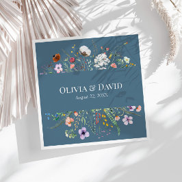 Servilleta De Papel De Cena Duste Blue Wildflower Meadow Bodas Napkins
