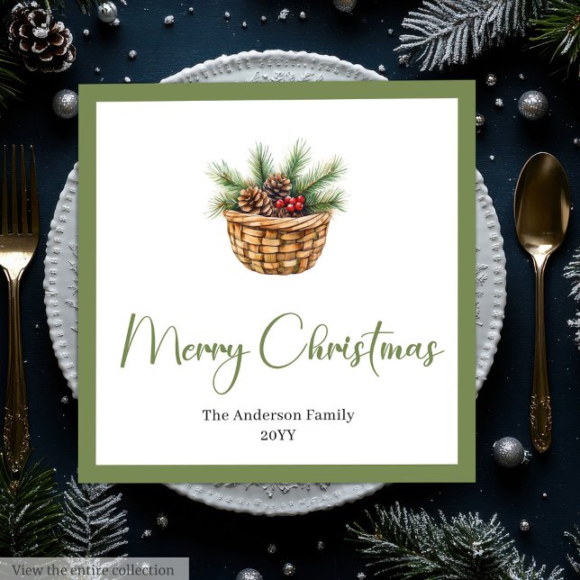 Servilleta De Papel De Cena Earthy Boho Botanical Christmas Bouquet Table  (Earthy Boho Botanical Christmas Bouquet Table Napkins)