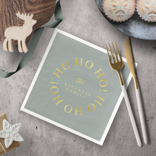 Servilleta De Papel De Cena Earthy Green Gold Navidades Ho Ho ID1009