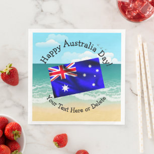 Servilleta De Papel De Cena Editar texto coincidiendo con el día de Australia