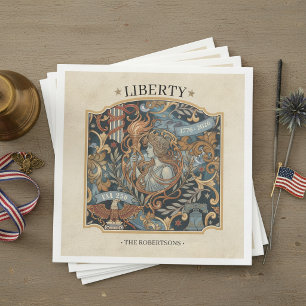 Servilleta De Papel De Cena EE. UU. 250 Liberty Art Nouveau Patrón de borde ID