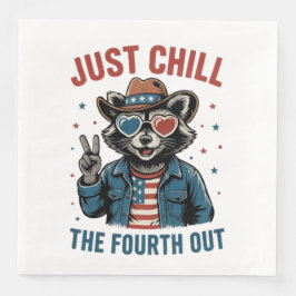 Servilleta De Papel De Cena El 4 de julio, la barbacoa Guay Retro Raccoon mata