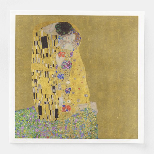 Servilleta De Papel De Cena El beso de Kilmt - Art Nouveau romántico (Anverso)