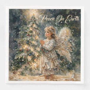 Servilleta De Papel De Cena El deseo de Ángel en la víspera de los Navidades