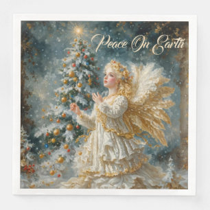 Servilleta De Papel De Cena El deseo de Ángel en la víspera de los Navidades