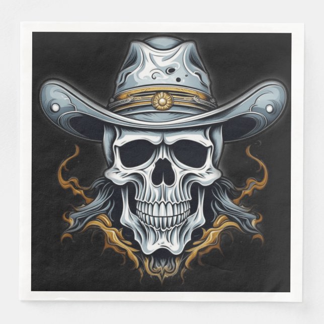 Servilleta De Papel De Cena El esqueleto de Cowboy (Anverso)