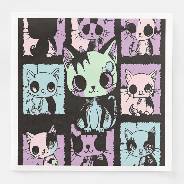Servilleta De Papel De Cena El Gótico Kawaii Pastel Patchwork Gótico Creepy (Anverso)