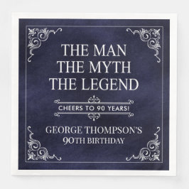 Servilleta De Papel De Cena El hombre el mito la leyenda azul de cumpleaños 90