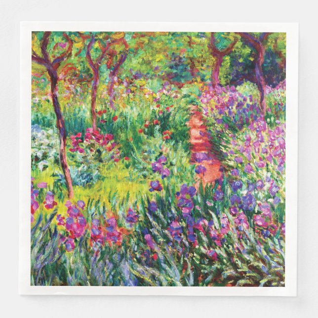 Servilleta De Papel De Cena El jardín Iris de Giverny, por Claude Monet (Anverso)