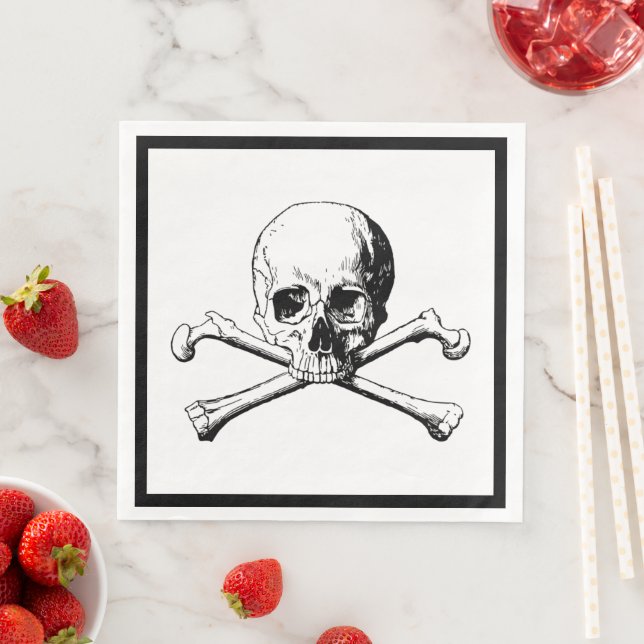 Servilleta De Papel De Cena El pirata de Skull y Crossbone Jolly Roger (In situ)