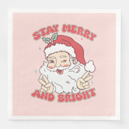 Servilleta De Papel De Cena El Viejo Papá Noel Se Queda Feliz Y Brillante Navi