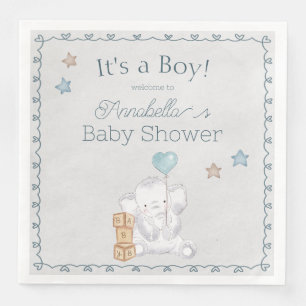 Servilleta De Papel De Cena Elefante bebé niño lindo y globo acuarela