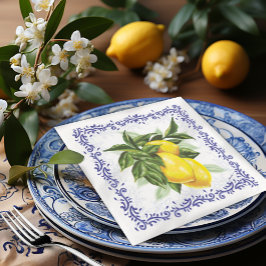 Servilleta De Papel De Cena Elegancia europea de limón y toile filigree