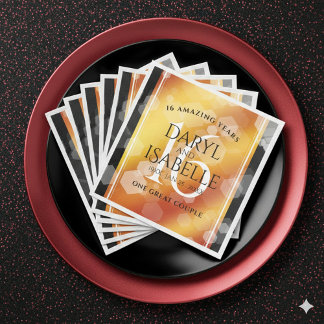 Servilleta De Papel De Cena Elegant 16th Golden Topaz Wedding Anniversary