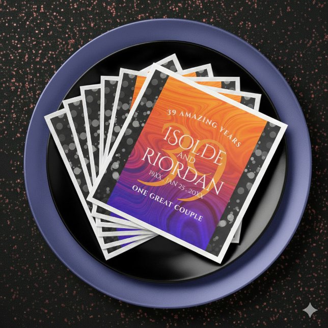 Servilleta De Papel De Cena Elegant 39th Agate Wedding Anniversary Celebration (Elegant 39th Agate Wedding Anniversary Napkins Cover Photo)