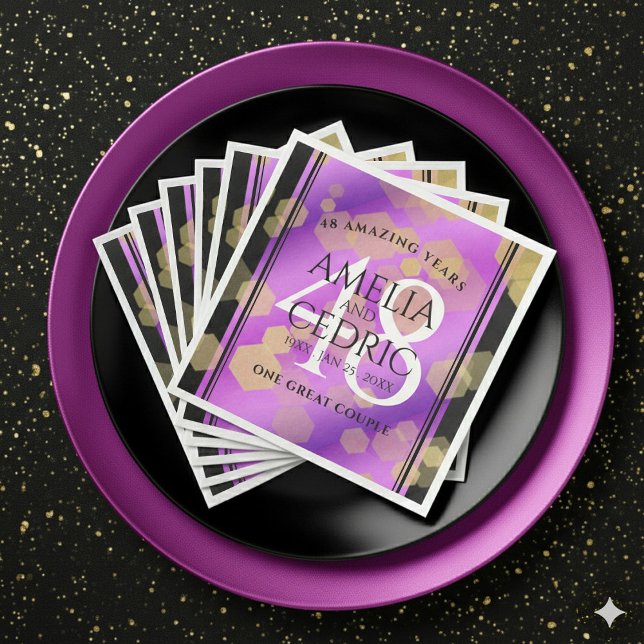 Servilleta De Papel De Cena Elegant 48th Amethyst Wedding Anniversary (Elegant 48th Amethyst Wedding Anniversary Napkins Cover Photo)