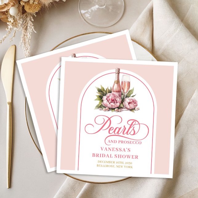 Servilleta De Papel De Cena Elegant Blush and Gold Pearls Shower Napkins (Elegant Blush and Gold Pearls Shower Napkin)