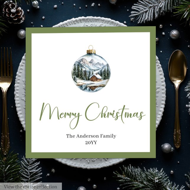 Servilleta De Papel De Cena Elegant Boho Christmas Scene Botanical Dinner  (Elegant Boho Christmas Scene Botanical Dinner Napkins)