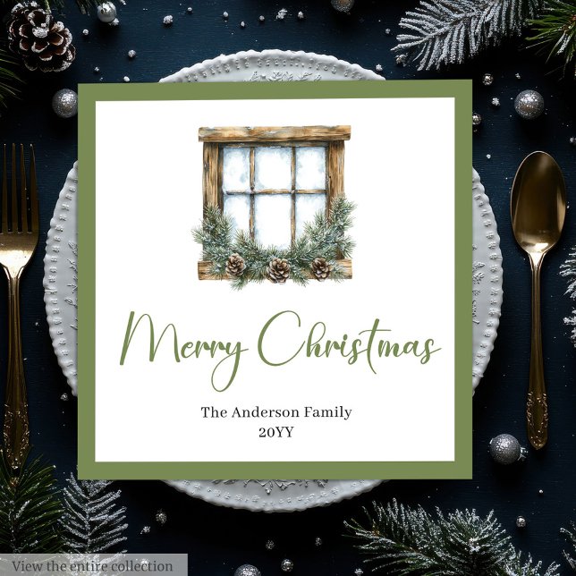 Servilleta De Papel De Cena Elegant Boho Scandinavian Christmas Napkins (Minimalist Bohemian Botanical Holiday Napkins)