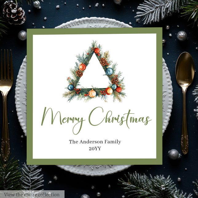 Servilleta De Papel De Cena Elegant Cozy Boho Scandinavian Pine Wreath Dinner (Elegant Boho Scandinavian Pine Wreath Dinner Napkins)