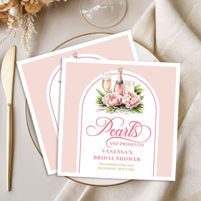 Servilleta De Papel De Cena Elegant Personalized Blush and Gold Bridal Napkins (Elegant Personalized Blush and Gold Bridal Napkin)