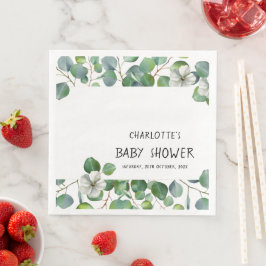Servilleta De Papel De Cena Elegant Watercolor Eucalyptus Baby Shower