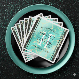 Servilleta De Papel De Cena Elegante 11º Aniversario Boda Turquesa