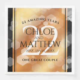 Servilleta De Papel De Cena Elegante 22° Aniversario del Boda del Cobre