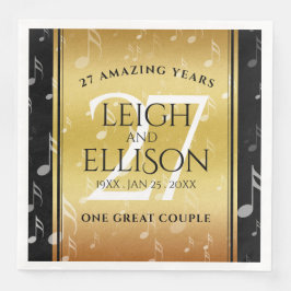 Servilleta De Papel De Cena Elegante 27ª celebración del Aniversario del Boda 