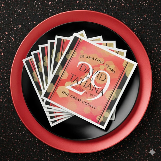 Servilleta De Papel De Cena Elegante 29° Aniversario del Boda de Garnet (Elegant 29th Garnet Wedding Anniversary Napkins Cover Photo)