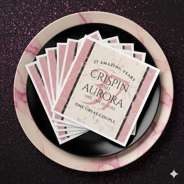 Servilleta De Papel De Cena Elegante 37° Aniversario del Boda de Alabastro (Elegant 37th Alabaster Wedding Anniversary Napkins Cover Photo)