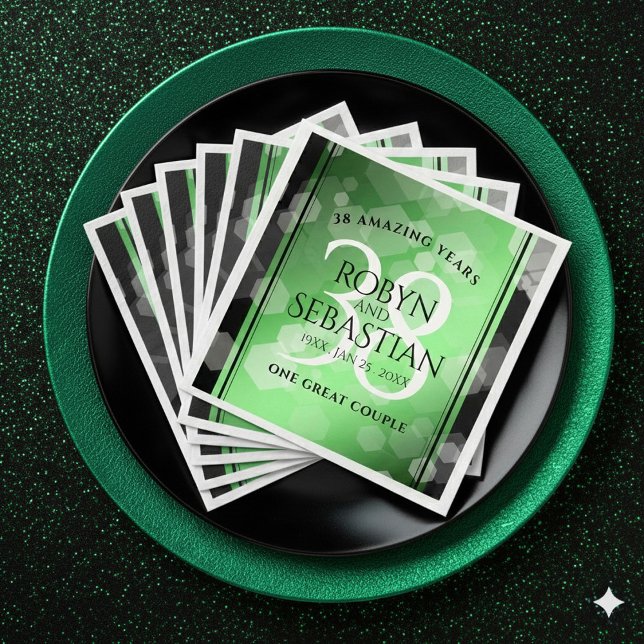 Servilleta De Papel De Cena Elegante 38° aniversario de Boda Esmeralda (Elegant 38th Emerald Wedding Anniversary Napkins Cover Photo)