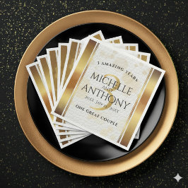 Servilleta De Papel De Cena Elegante 3er Aniversario de Bodas de Cuero