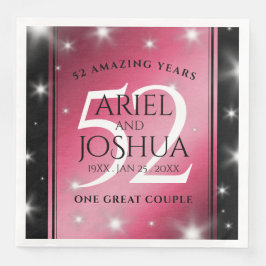Servilleta De Papel De Cena Elegante 52° Aniversario del Boda de Ruby