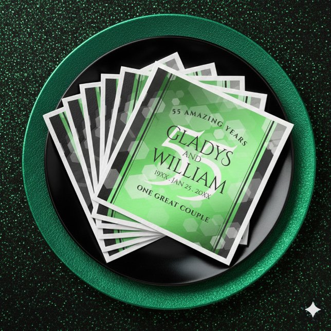 Servilleta De Papel De Cena Elegante 55º aniversario de Boda Esmeralda (Elegant 55th Emerald Wedding Anniversary Napkins Cover Photo)