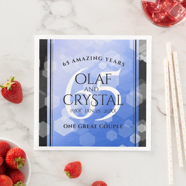 Servilleta De Papel De Cena Elegante 65º Aniversario del Boda de Zafiro Azul (In situ)