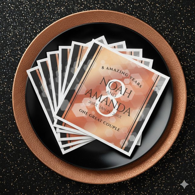 Servilleta De Papel De Cena Elegante 8° Aniversario del Boda de Bronce (Elegant 8th Bronze Wedding Anniversary Napkins Cover Photo)