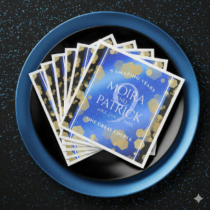 Servilleta De Papel De Cena Elegante 9° Aniversario del Boda Lapis Lazuli