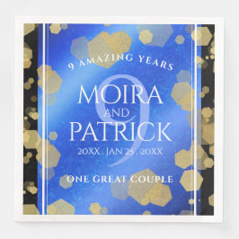 Servilleta De Papel De Cena Elegante 9° Aniversario del Boda Lapis Lazuli