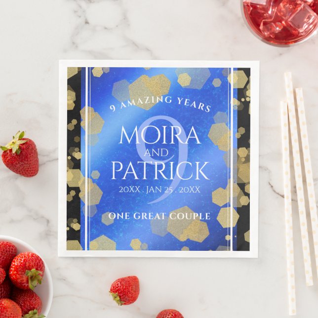 Servilleta De Papel De Cena Elegante 9° Aniversario del Boda Lapis Lazuli (In situ)