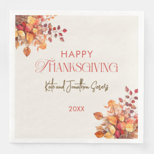Servilleta De Papel De Cena Elegante Acción de Gracias Hojas de Otoño