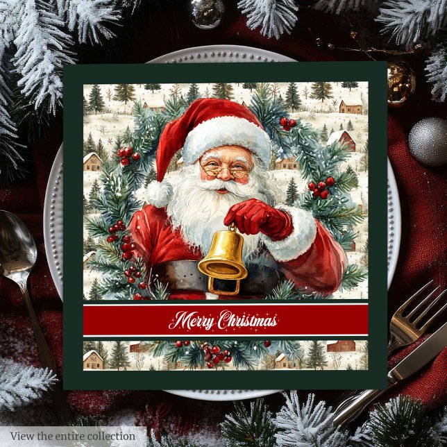 Servilleta De Papel De Cena Elegante acuarela Clásica Santa Fiesta (Elegant Watercolor Classic Santa Party Napkins)