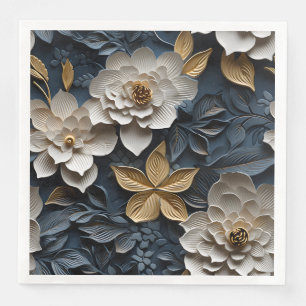 Servilleta De Papel De Cena Elegante alivio floral Grabado en relieve 3D