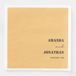 Servilleta De Papel De Cena Elegante Boda amarillo arena monograma